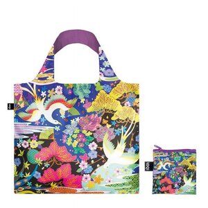 LOQI Shinpei Naito Dancing Birds Reusable Shopping Bag w Carrier Zip Art Tote